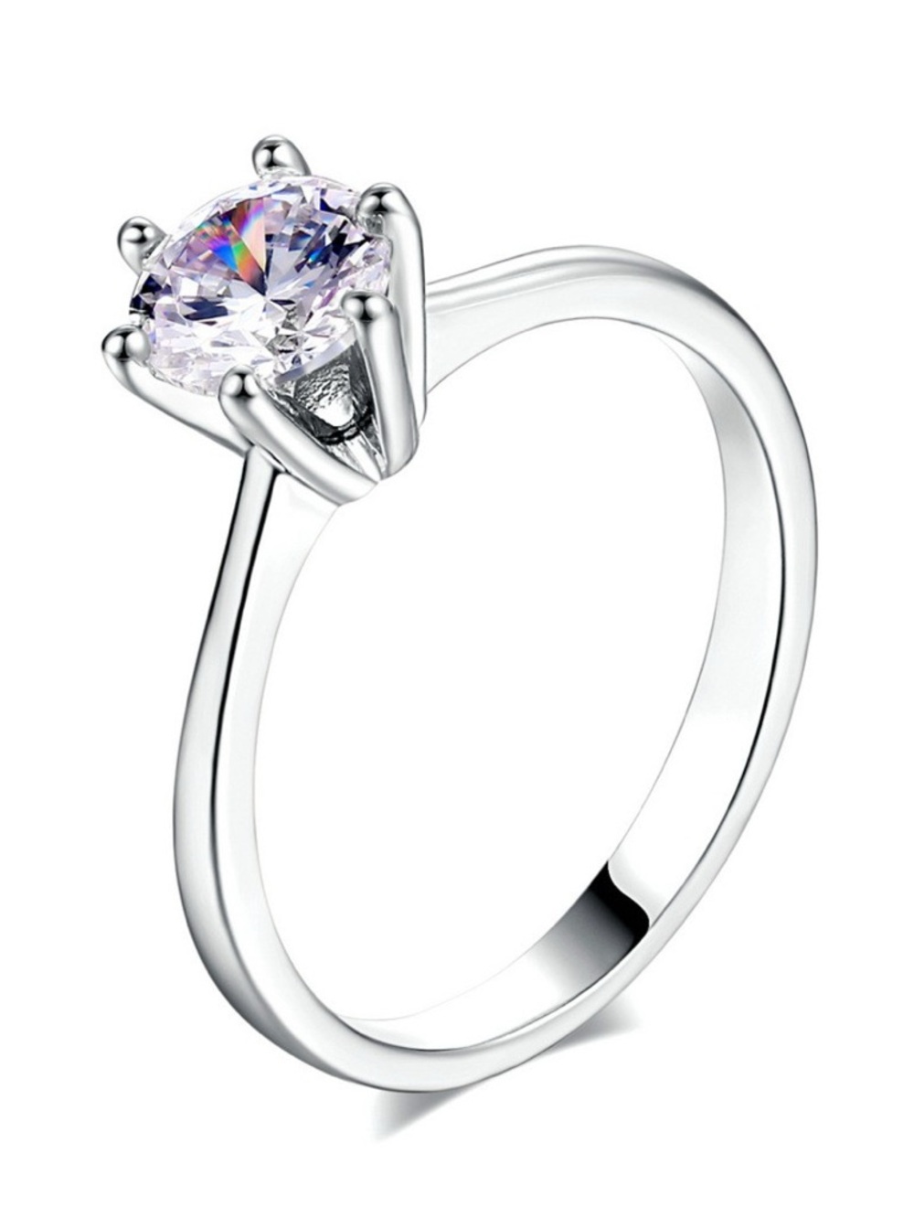 Classic Silver Solitaire Ring with Cubic Zirconia - Picture 1 of 1
